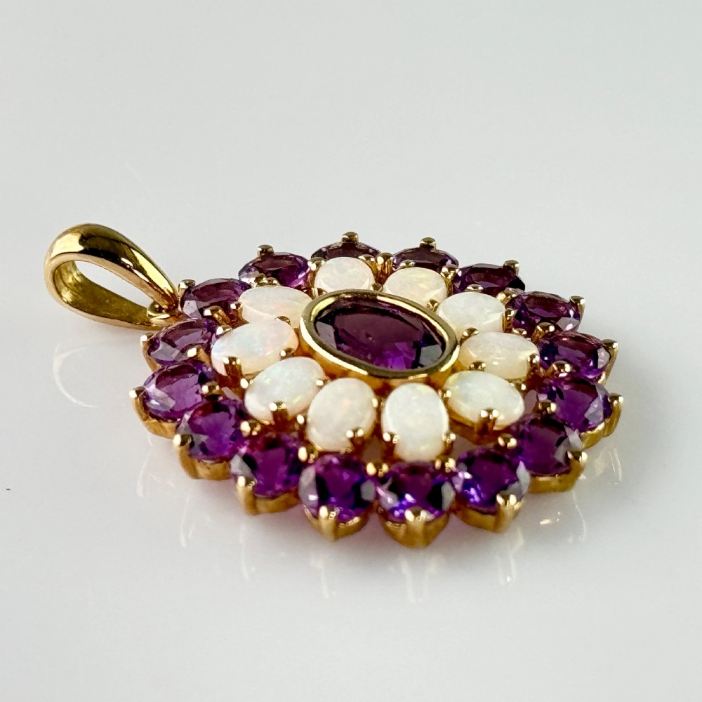9ct Amethyst & Opal Cluster Pendant View IV