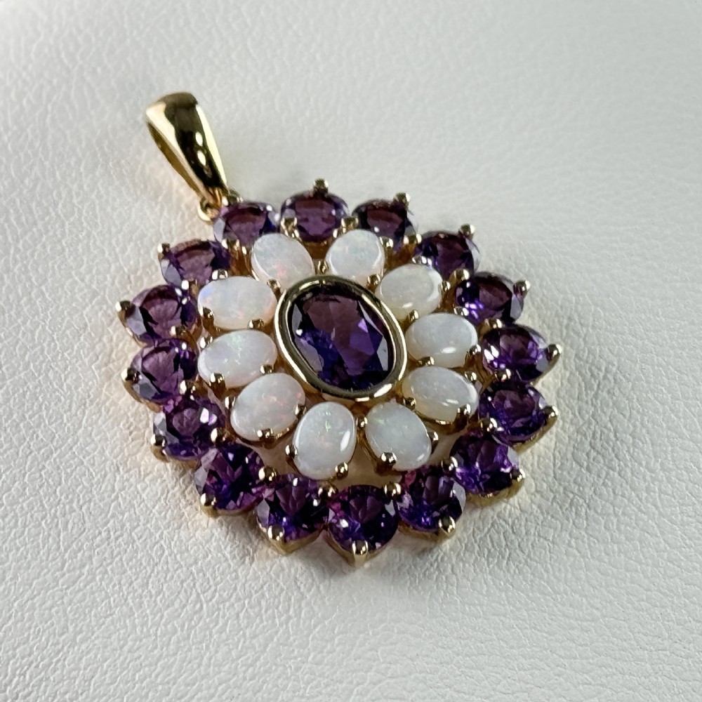 9ct Amethyst & Opal Cluster Pendant View VII