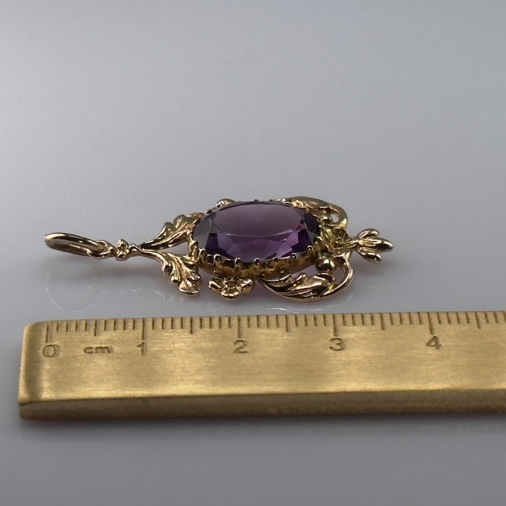 9ct Gold Victorian Large Amethyst Pendant View VI