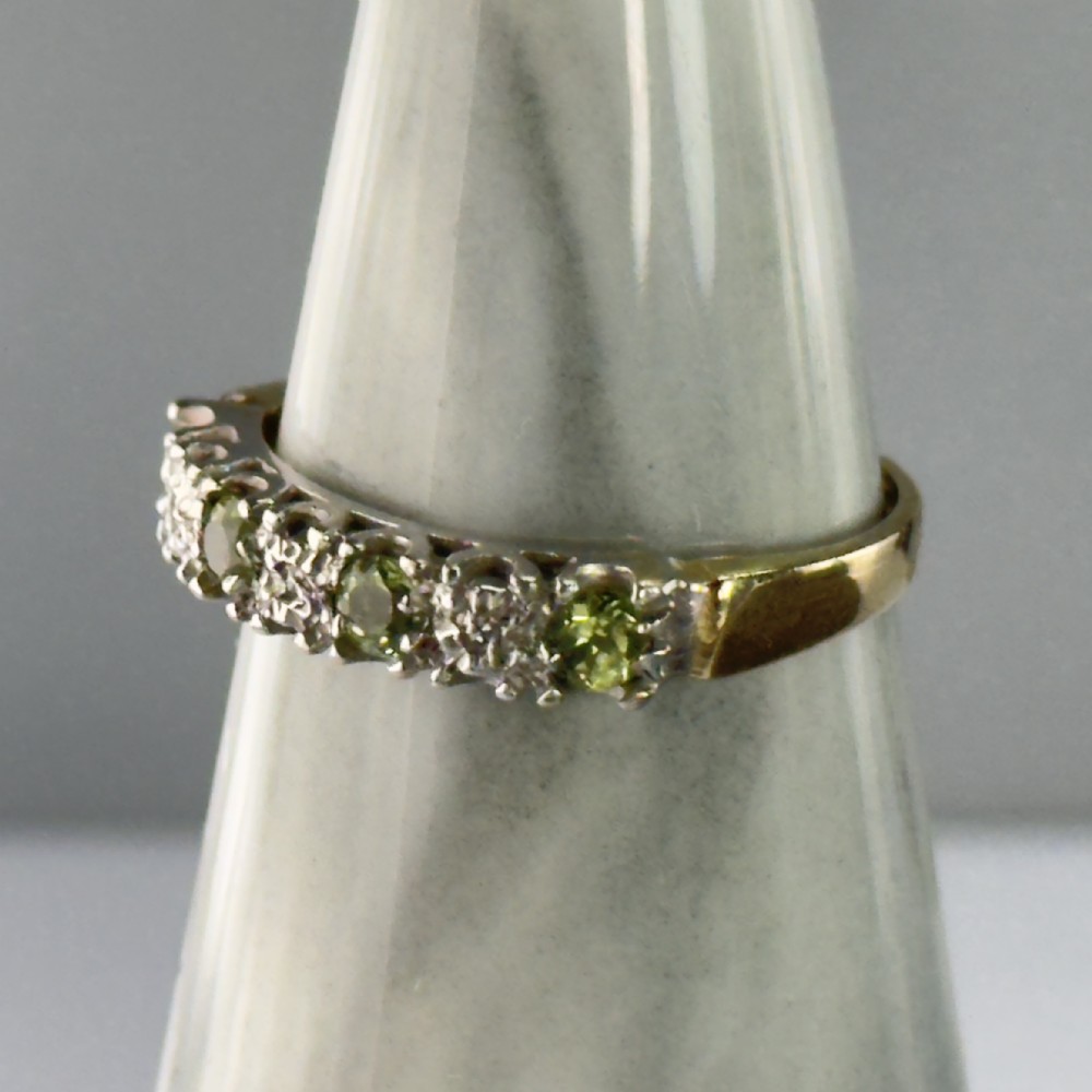 9ct Gold Diamond & Peridot Half Eternity Ring