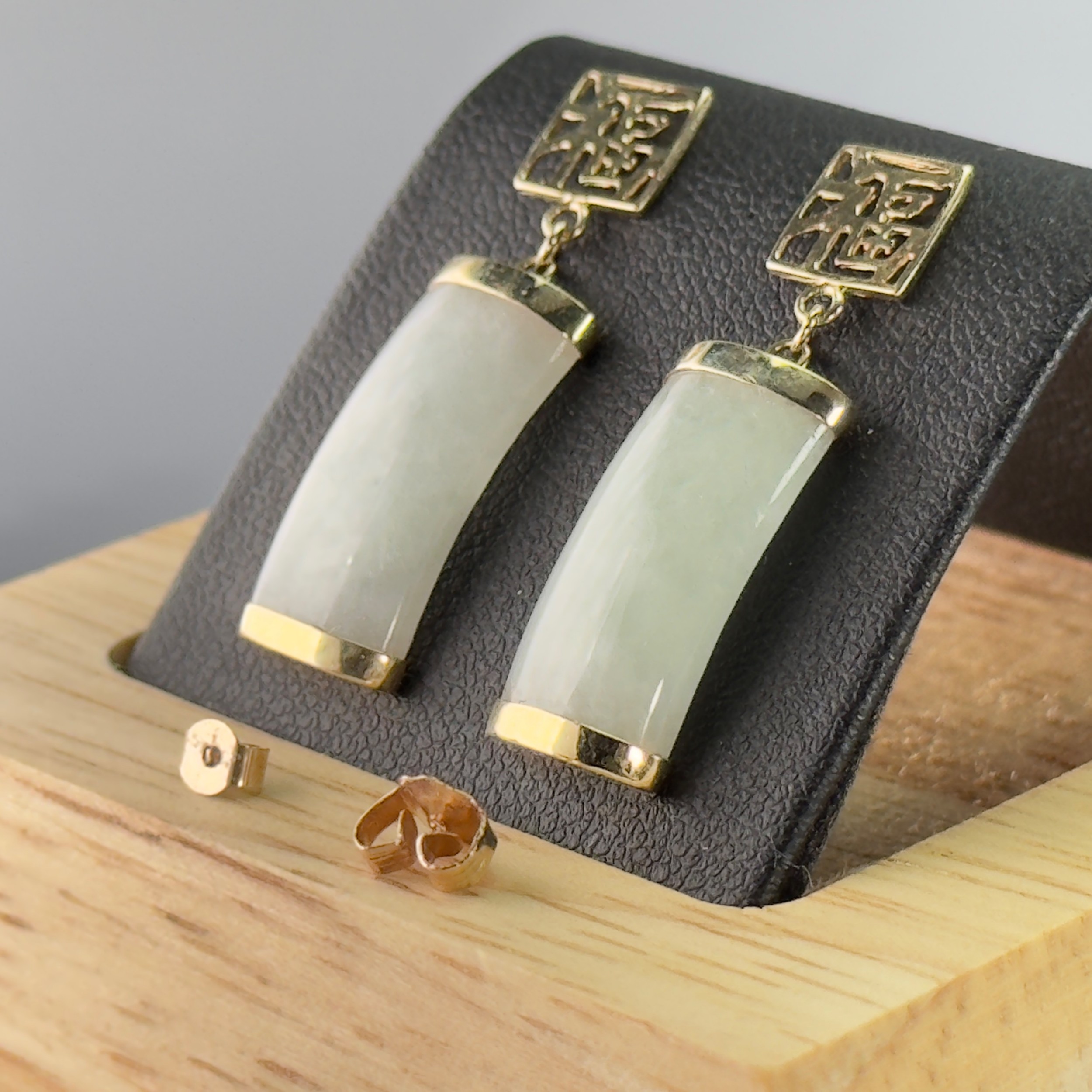 9ct Gold Jade Drop Earrings