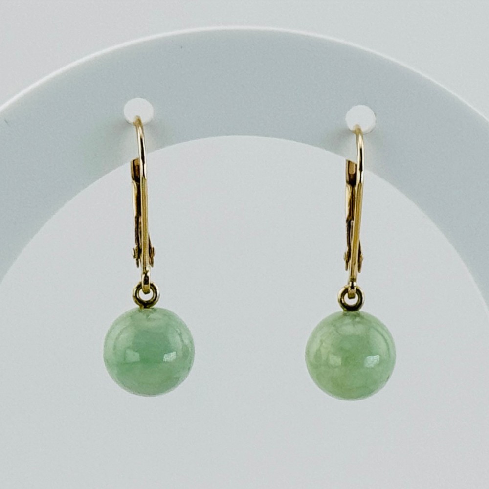9ct Gold Jade Drop Hinged Earring