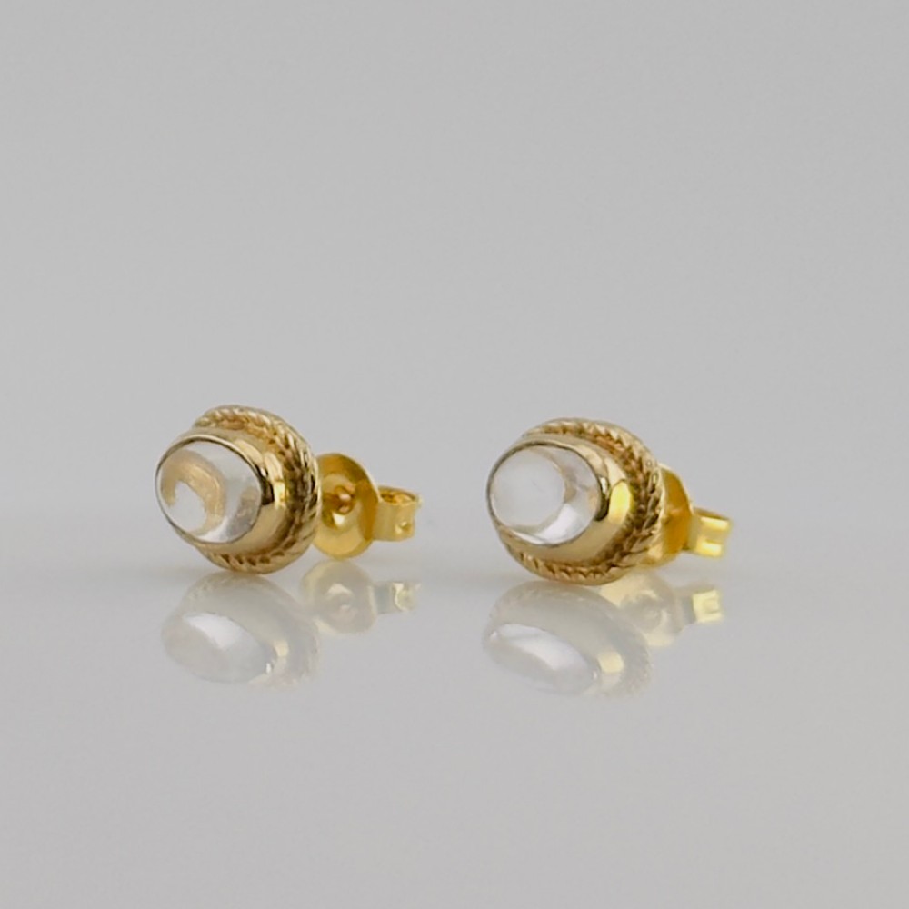9ct Gold Moonstone Stud Earrings