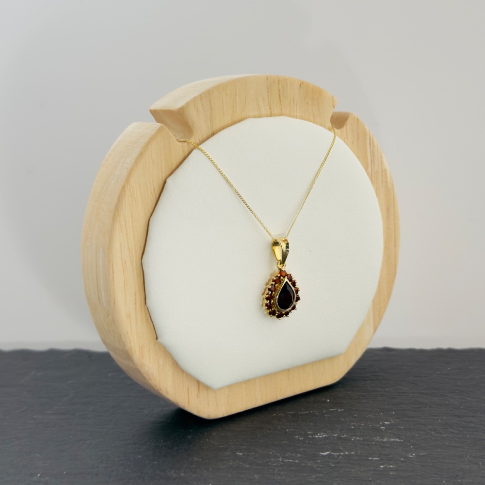 9ct Gold Pear Cut Garnet Cluster Pendant Necklace View III