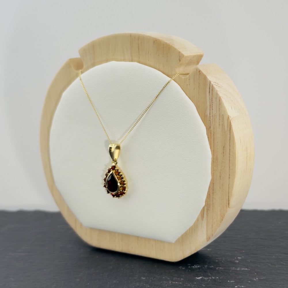 9ct Gold Pear Cut Garnet Cluster Pendant Necklace View IV