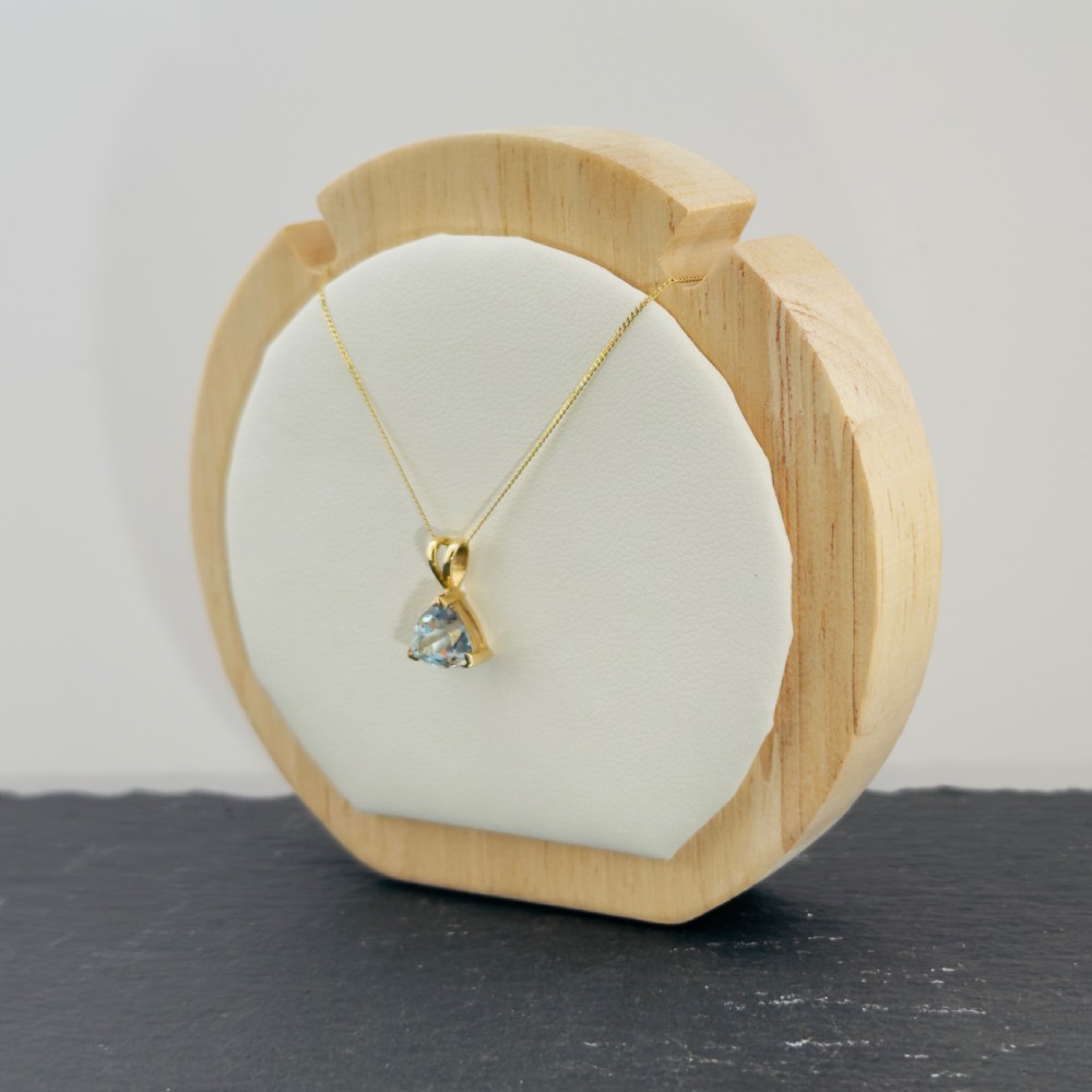 9ct Gold Trillion Cut Aquamarine Pendant Necklace View IV