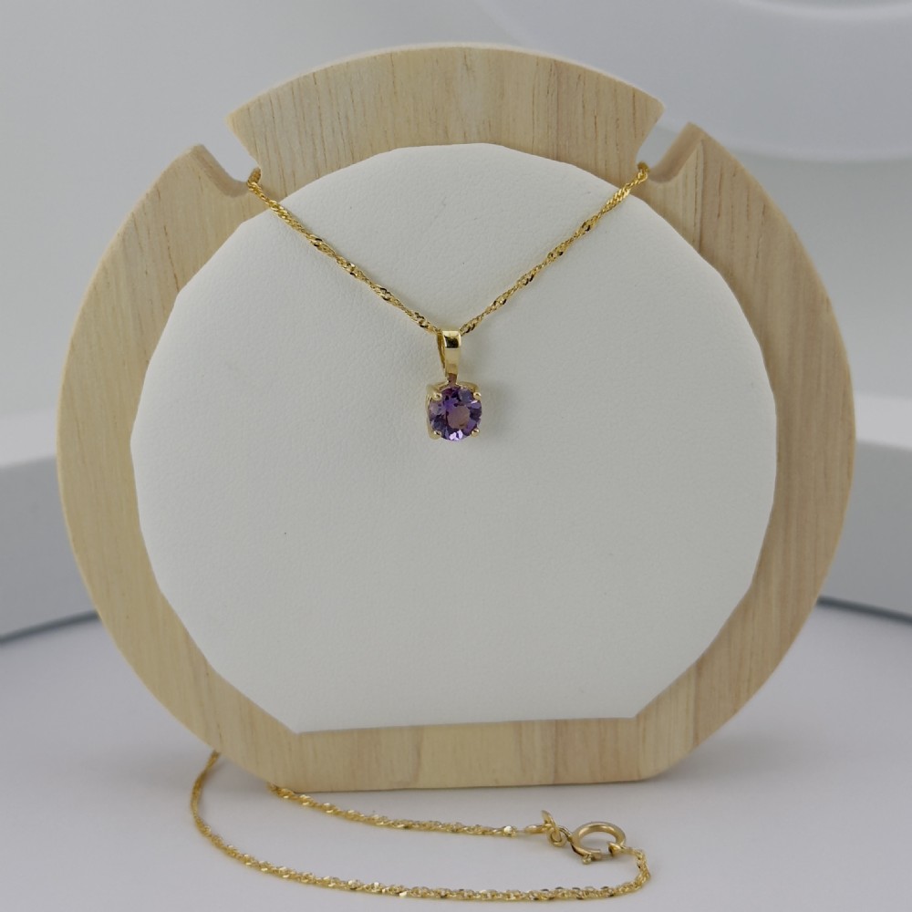 9ct Gold Amethyst Pendant Necklace View II