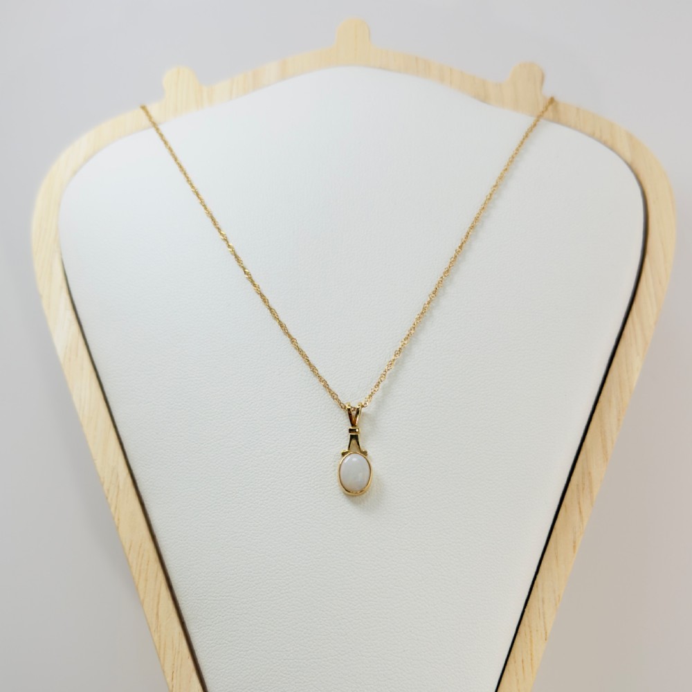 9ct Gold Opal Drop Pendant Necklace View II
