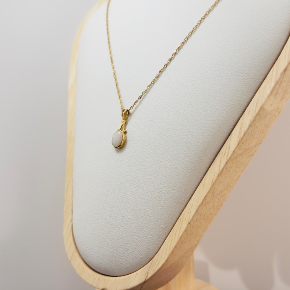 9ct Gold Opal Drop Pendant Necklace View III