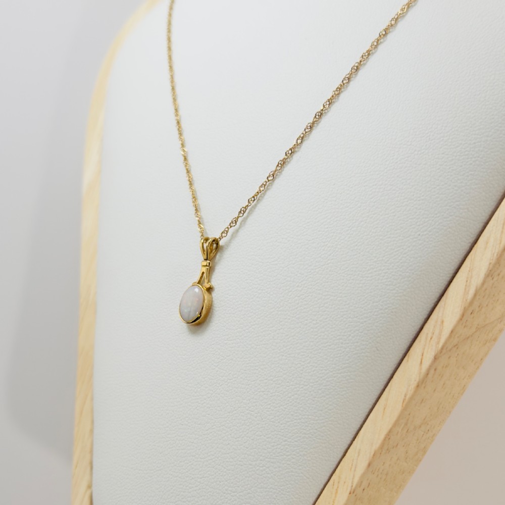 9ct Gold Opal Drop Pendant Necklace View V