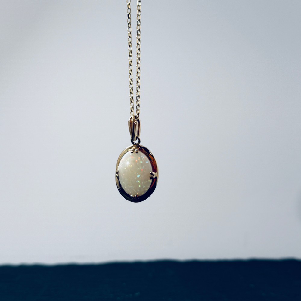9ct Gold Large Opal Pendant Necklace View XIV