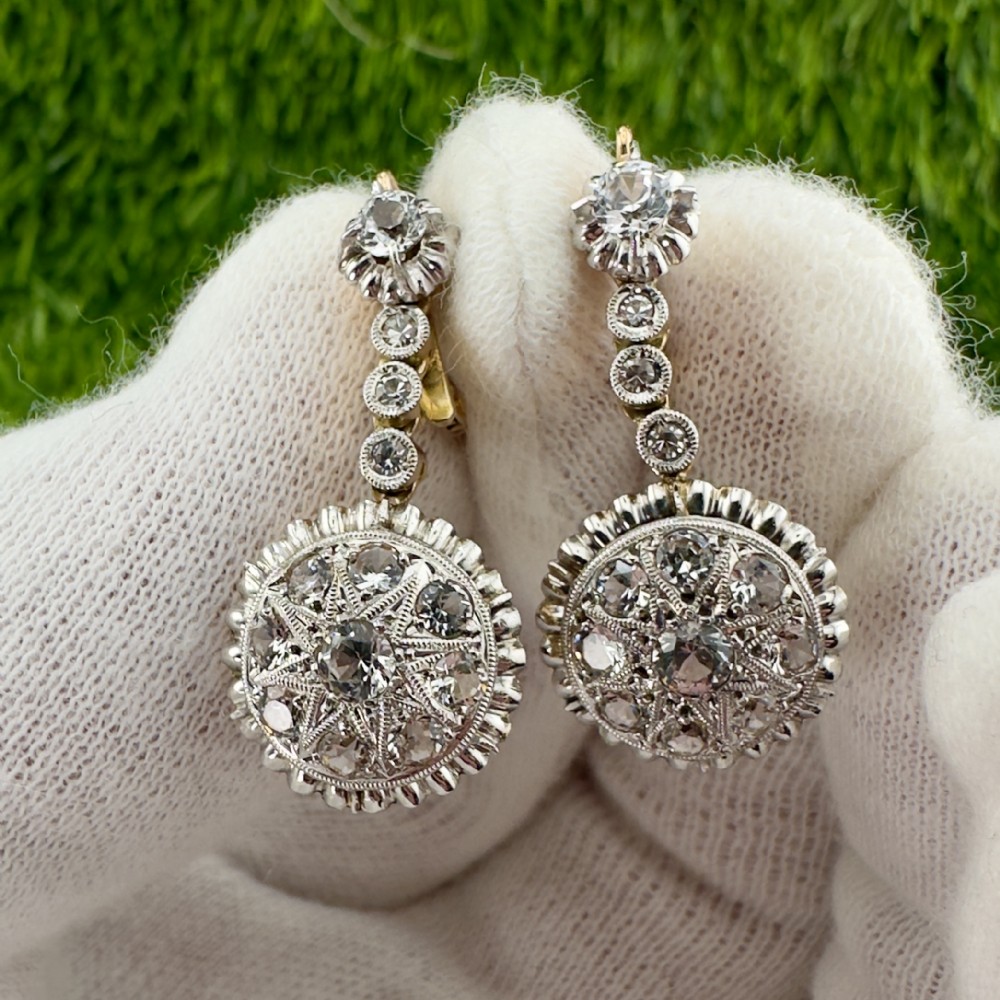 9ct Gold Victorian Paste Stone Lever Back Earrings