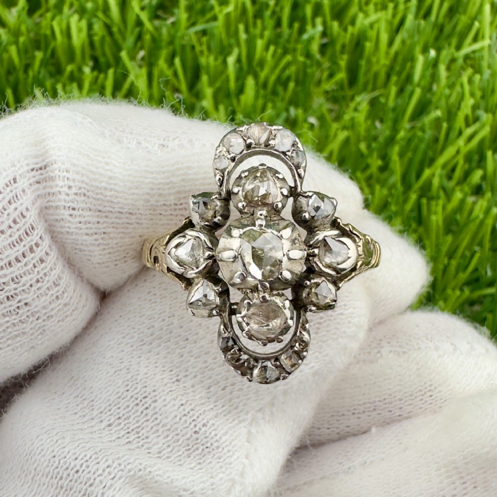 18ct Gold Georgian (1.00ct) Mined Cut Diamond Ring C.1820