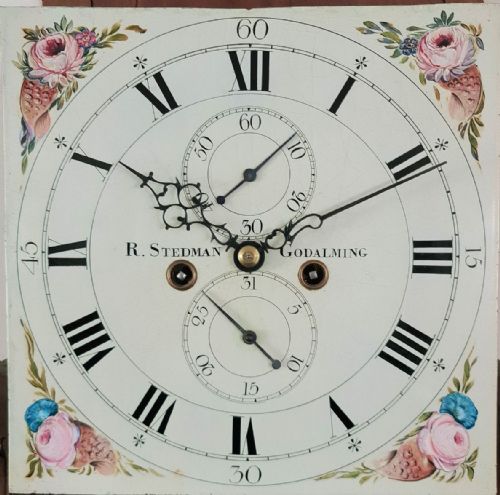 A GEORGIAN MAHOGANY COTTAGE LONGCASE GRANDFATHER CLOCK BY STEDMAN OF GODALMING C1810 LONG CASE - ADDITIONAL PHOTO 2