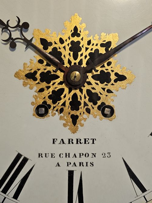EXTRA LARGE FRENCH 8 DAY BRASS WALL CLOCK C1880 - ADDITIONAL PHOTO 5