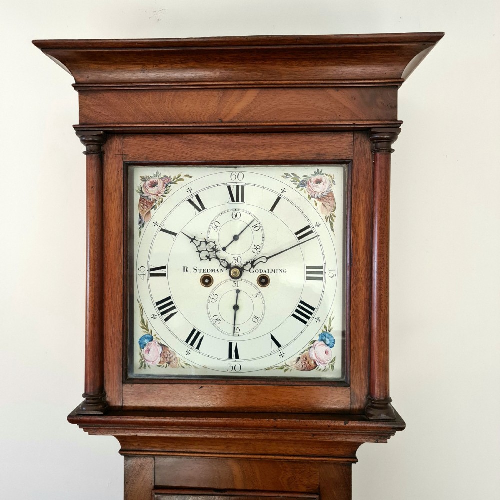 A Georgian Mahogany Cottage Longcase Grandfather Clock by Stedman of Godalming C1810 (long case) View II
