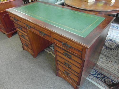 VICTORIAN OAK LEATHER TOP WRITING DESKVICTORIAN OAK WRITING DESK - ADDITIONAL PHOTO 5