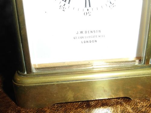 STRIKING REPEATING FRENCH CARRIAGE CLOCK J W BENSON - ADDITIONAL PHOTO 1