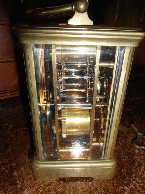 LARGE FRENCH 8 DAY BRASS STRIKING CARRIAGE CLOCK WITH ALARM - ADDITIONAL PHOTO 3
