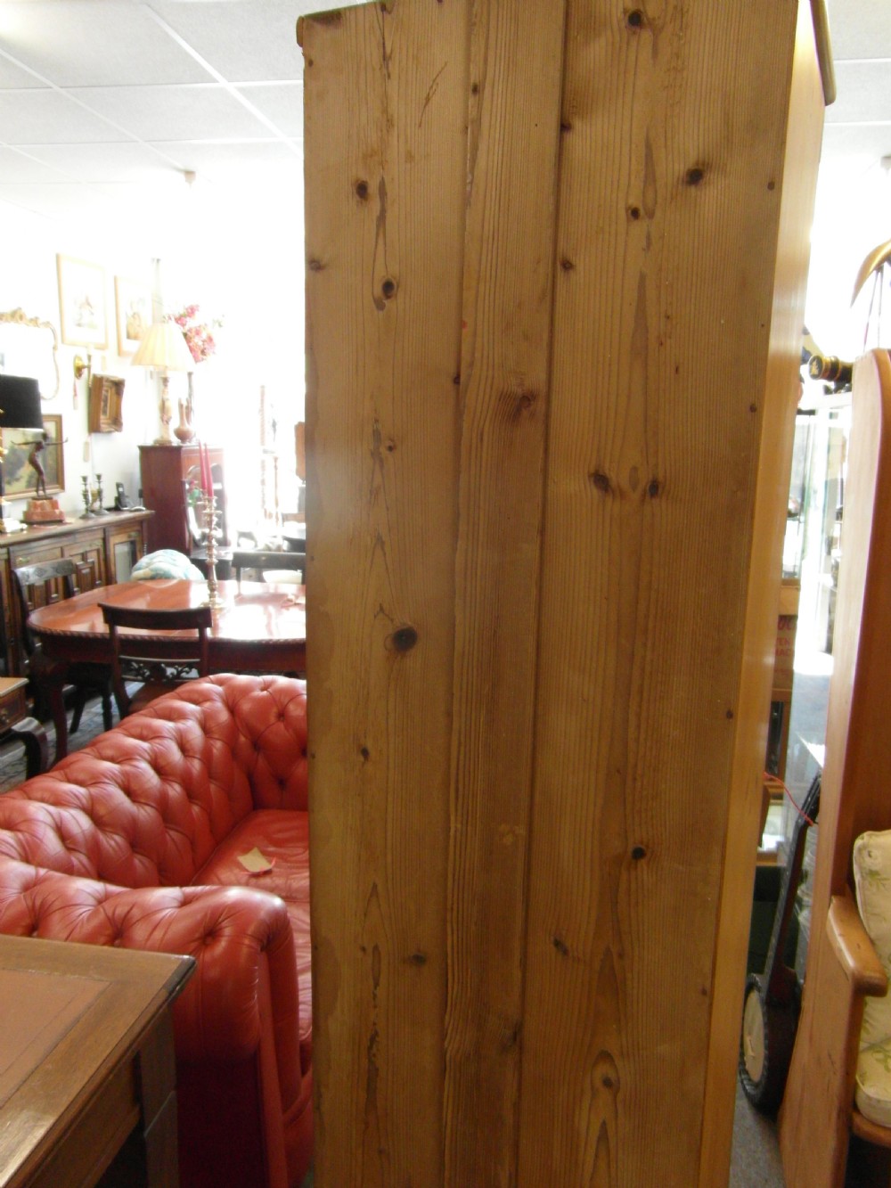1900s Tall Pine Cabinet with Glazed Panel View IV