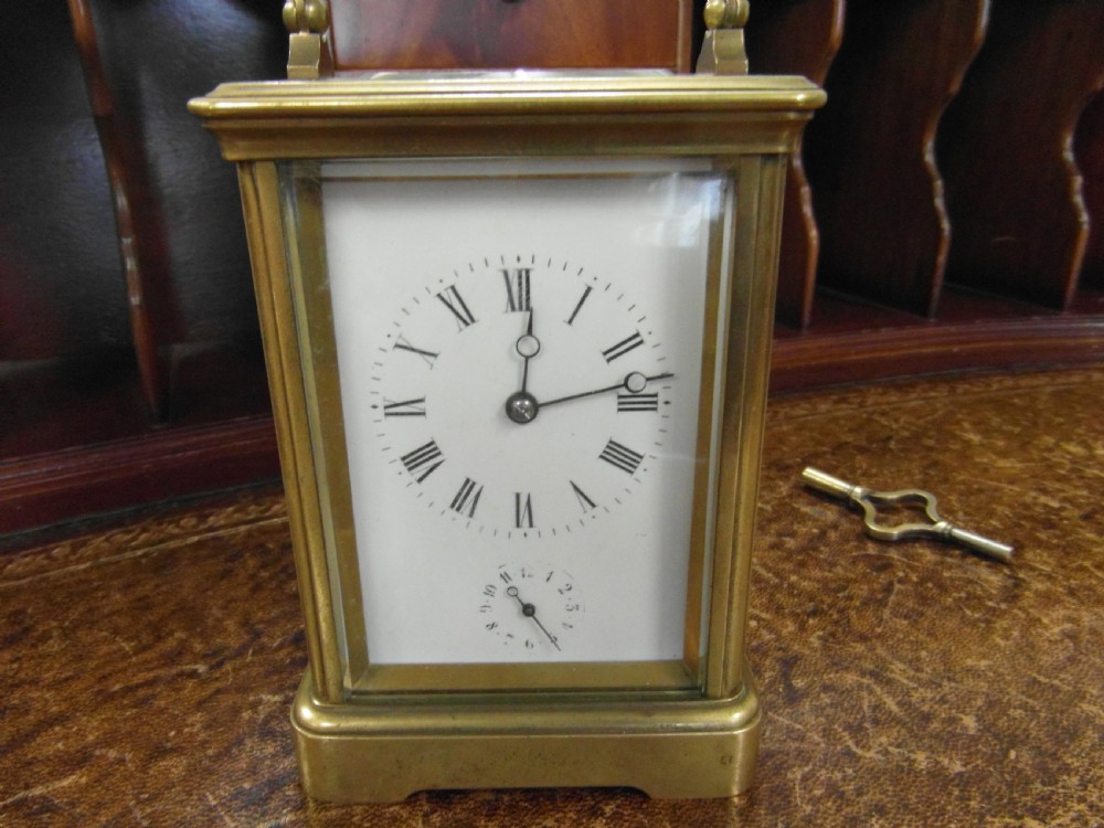 Large French 8 Day Brass Striking Carriage Clock with Alarm View II