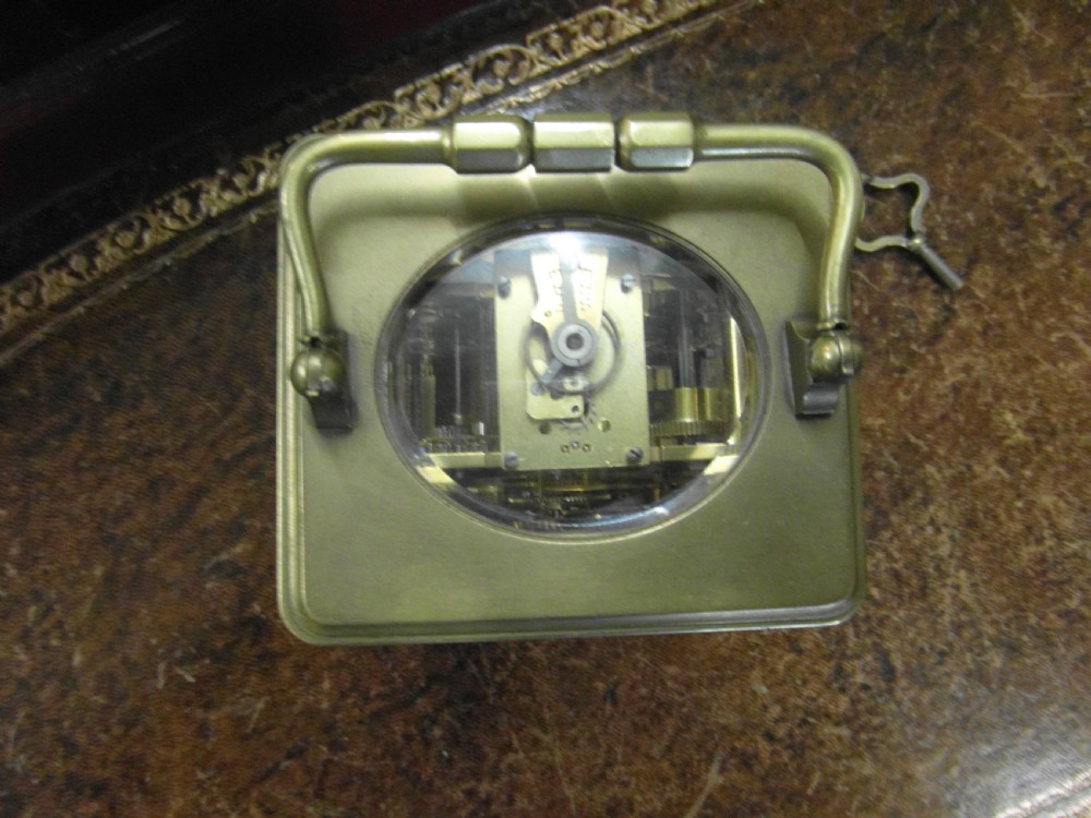 Large French 8 Day Brass Striking Carriage Clock with Alarm View III
