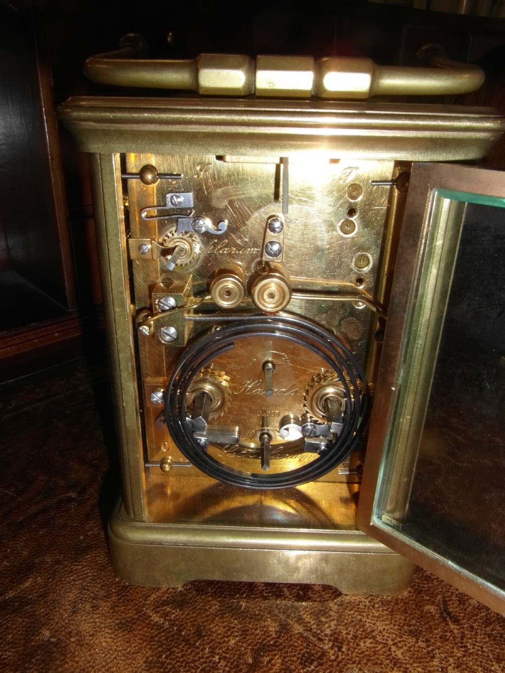Large French 8 Day Brass Striking Carriage Clock with Alarm View V
