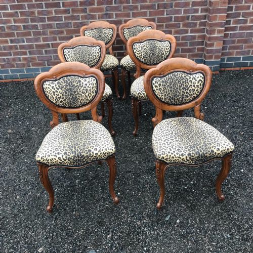 Stunning Quality Set of Six Solid Walnut Dining Chairs