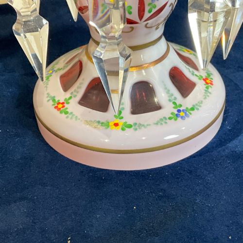 LUSTRES OVERLAY CRANBERRY PAINTED GLASS - ADDITIONAL PHOTO 2