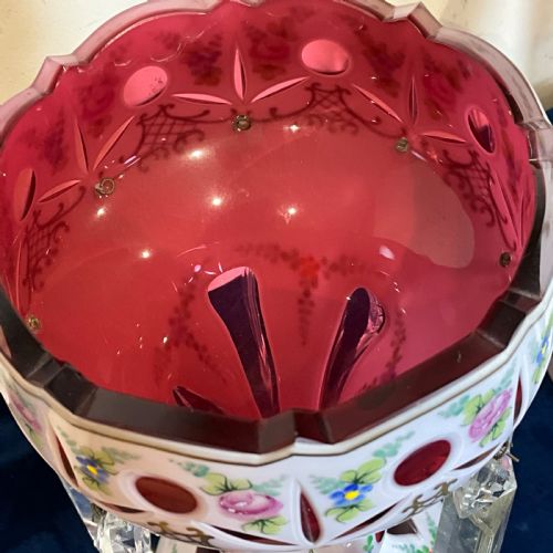 LUSTRES OVERLAY CRANBERRY PAINTED GLASS - ADDITIONAL PHOTO 5