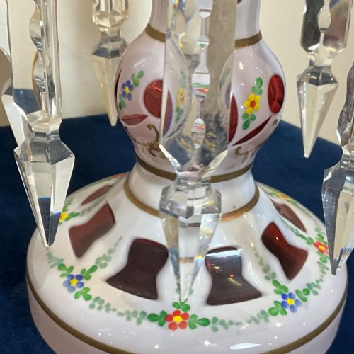 LUSTRES OVERLAY CRANBERRY PAINTED GLASS - ADDITIONAL PHOTO 7