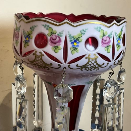 LUSTRES OVERLAY CRANBERRY PAINTED GLASS - ADDITIONAL PHOTO 9
