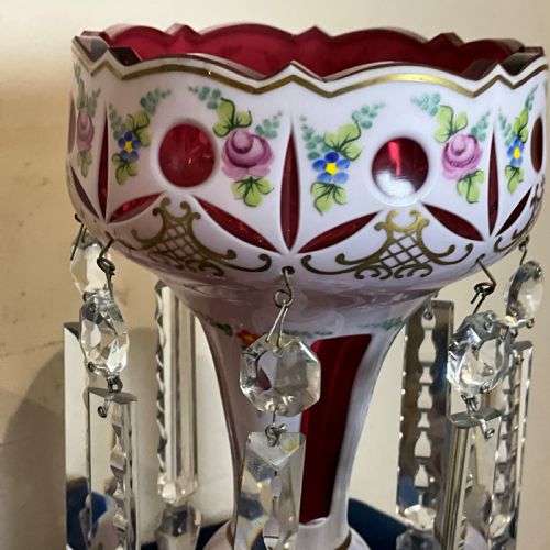 LUSTRES OVERLAY CRANBERRY PAINTED GLASS - ADDITIONAL PHOTO 10