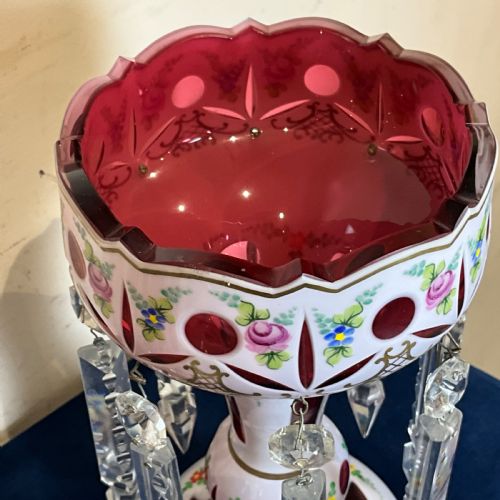 LUSTRES OVERLAY CRANBERRY PAINTED GLASS - ADDITIONAL PHOTO 11