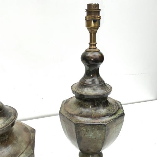 PAIR OF BRONZE GREEN MARBLE EFFECT TABLE LAMPS - ADDITIONAL PHOTO 3