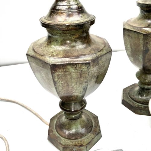 PAIR OF BRONZE GREEN MARBLE EFFECT TABLE LAMPS - ADDITIONAL PHOTO 4