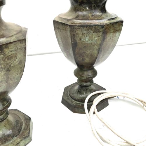 PAIR OF BRONZE GREEN MARBLE EFFECT TABLE LAMPS - ADDITIONAL PHOTO 7