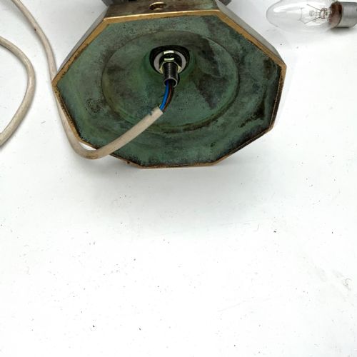 PAIR OF BRONZE GREEN MARBLE EFFECT TABLE LAMPS - ADDITIONAL PHOTO 8