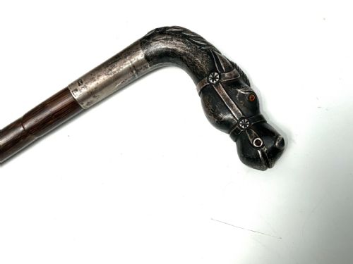 THE FINEST GENTLEMANS WALKING STICK SWORD STICK WITH SILVER HORSES HEAD HANDLE - ADDITIONAL PHOTO 1