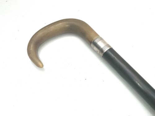 HORN HANDLED GENTLEMANS WALKING STICK SWORD STICK WITH SILVER COLLAR - ADDITIONAL PHOTO 7