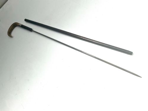 HORN HANDLED GENTLEMANS WALKING STICK SWORD STICK WITH SILVER COLLAR - ADDITIONAL PHOTO 11