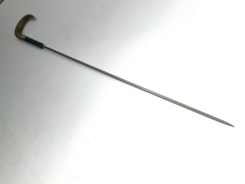 HORN HANDLED GENTLEMANS WALKING STICK SWORD STICK WITH SILVER COLLAR - ADDITIONAL PHOTO 15