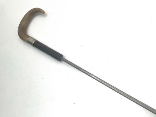 HORN HANDLED GENTLEMANS WALKING STICK SWORD STICK WITH SILVER COLLAR - ADDITIONAL PHOTO 18