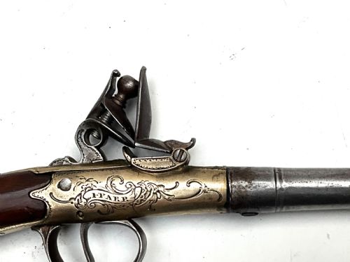 AN 18TH CENTURY FLINTLOCK QUEEN ANNETYPE GREATCOAT PISTOL BY I PARR LONDON - ADDITIONAL PHOTO 7