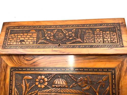 TEMPLE MOUNT CARVED OLIVE WOOD WRITING SLOPE - ADDITIONAL PHOTO 30