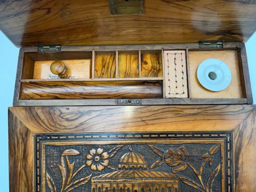 TEMPLE MOUNT CARVED OLIVE WOOD WRITING SLOPE - ADDITIONAL PHOTO 4