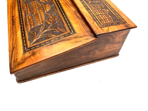 TEMPLE MOUNT CARVED OLIVE WOOD WRITING SLOPE - ADDITIONAL PHOTO 10
