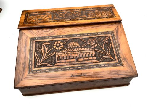 TEMPLE MOUNT CARVED OLIVE WOOD WRITING SLOPE - ADDITIONAL PHOTO 13