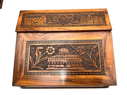TEMPLE MOUNT CARVED OLIVE WOOD WRITING SLOPE - ADDITIONAL PHOTO 14