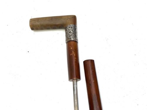 HORNED HANDLE GENTLEMANS WALKING STICK SWORD STICK - ADDITIONAL PHOTO 3